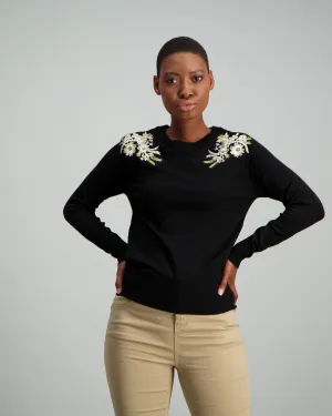 Ladies Embellished Pullover - Black