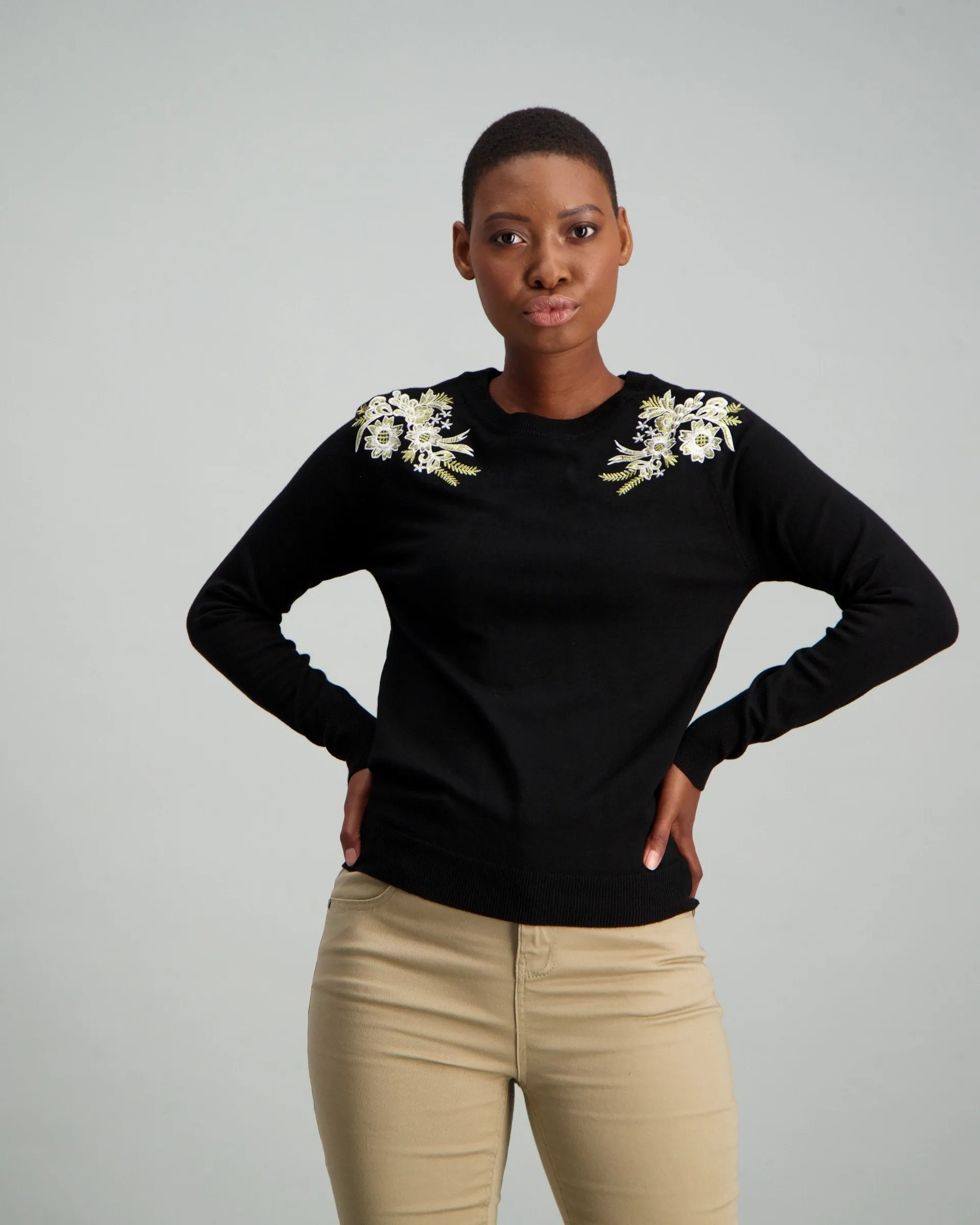Ladies Embellished Pullover - Black