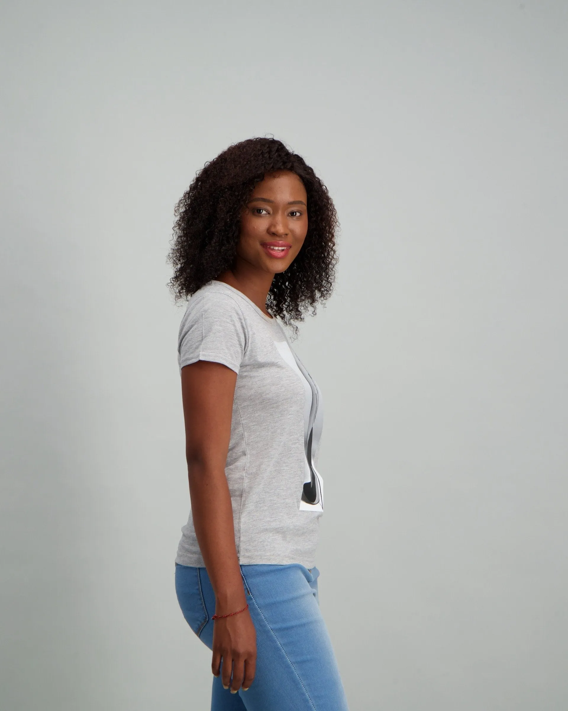 Ladies Heel Photo T-Shirt - Grey Melange