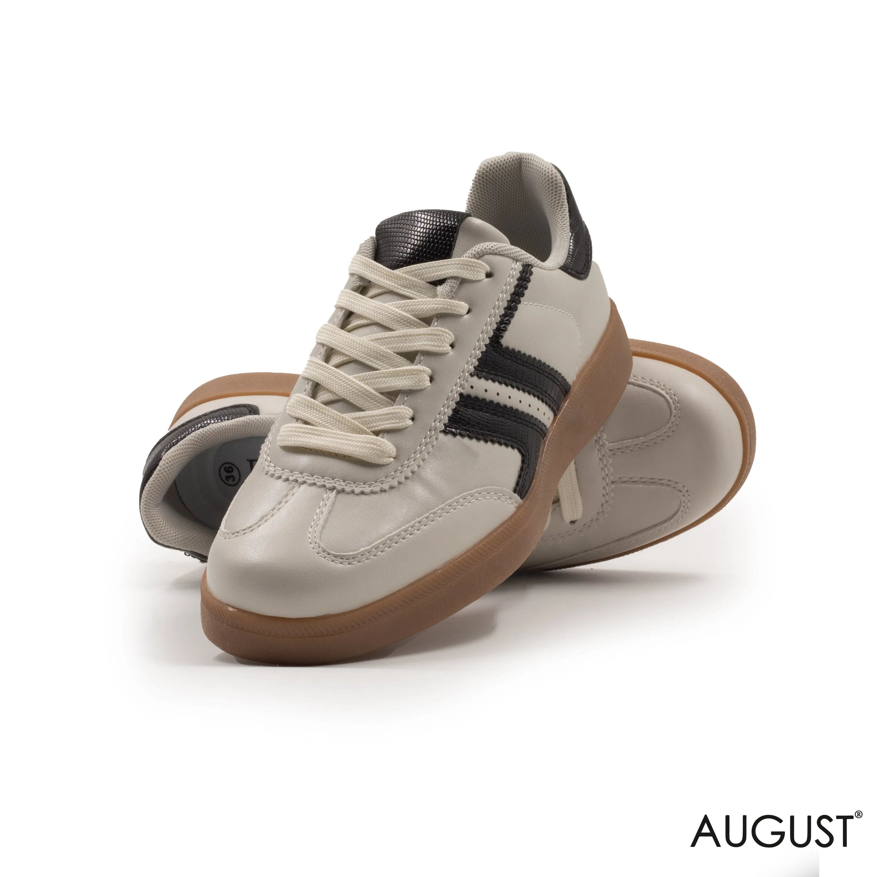 LEATHER,RUBBER SOLE,LACE-UP SNEAKER