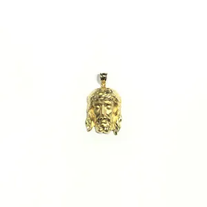 Lightweight Jesus Head Diamond Cut Pendant (14K)