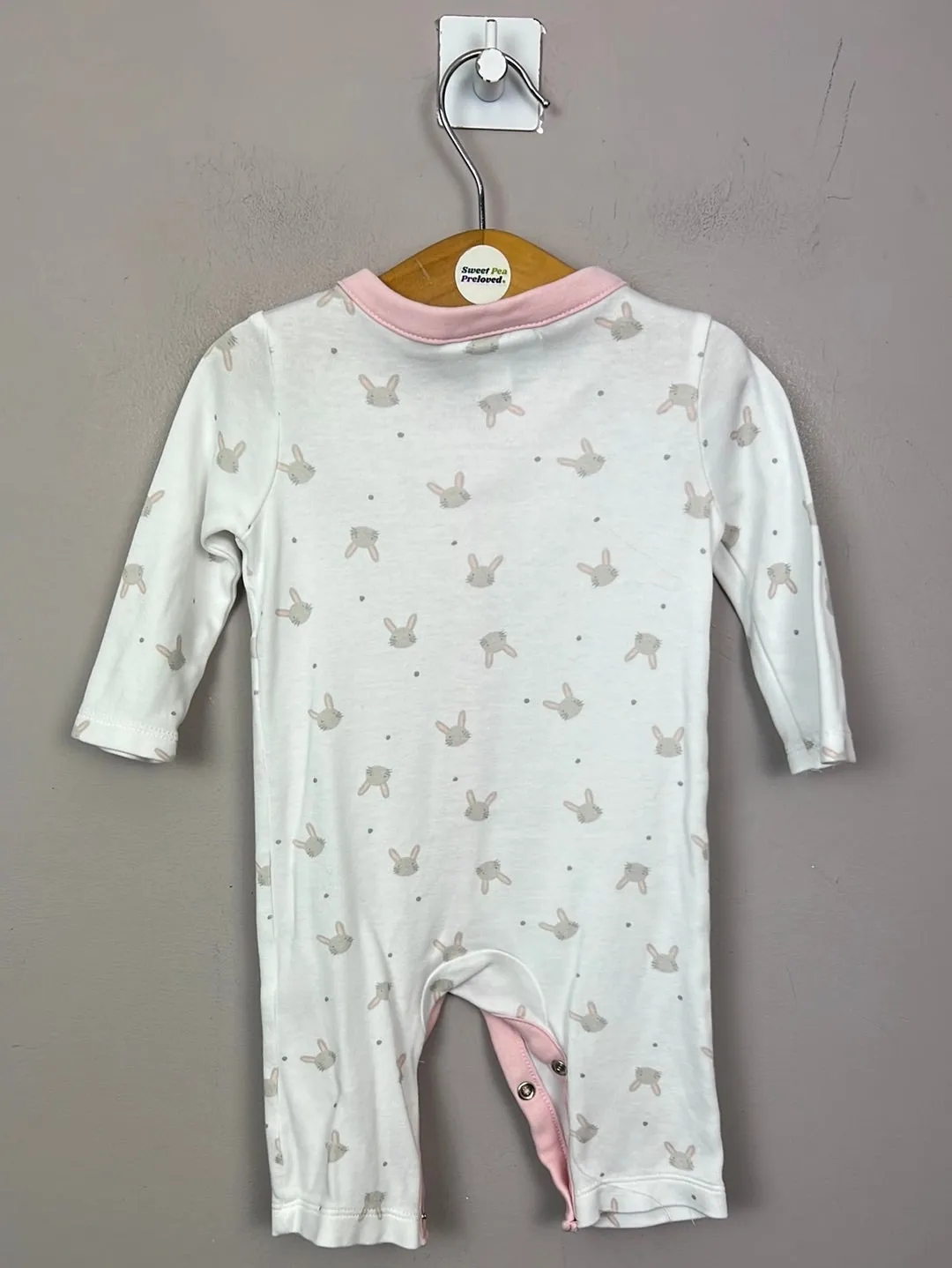 Little White Company white bunny sleepsuit 0-3m