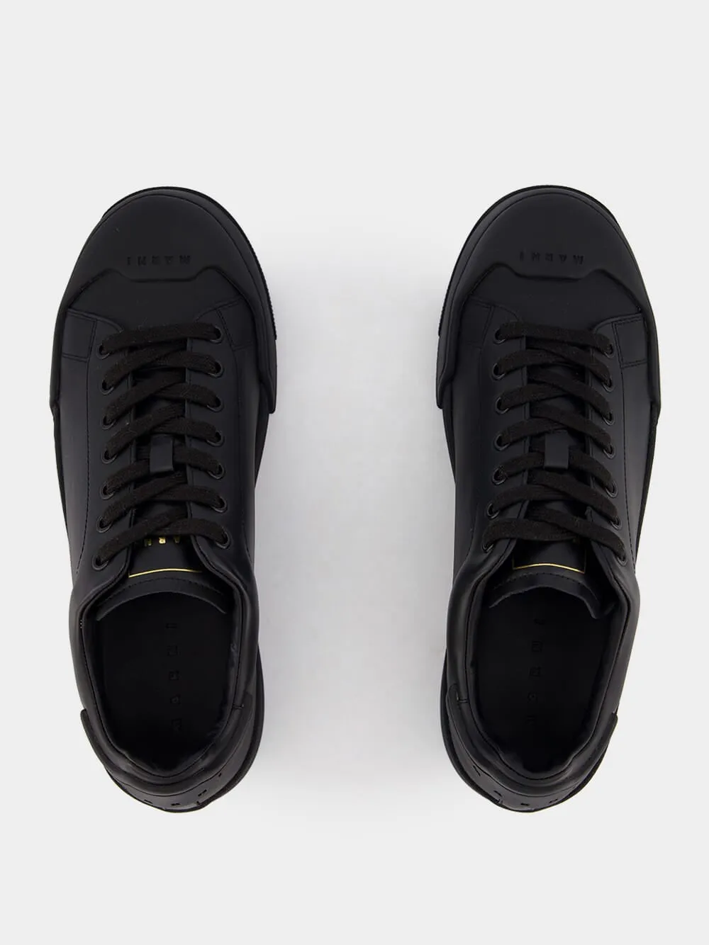 Logo-Print Tongue Leather Sneakers