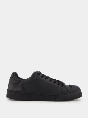 Logo-Print Tongue Leather Sneakers