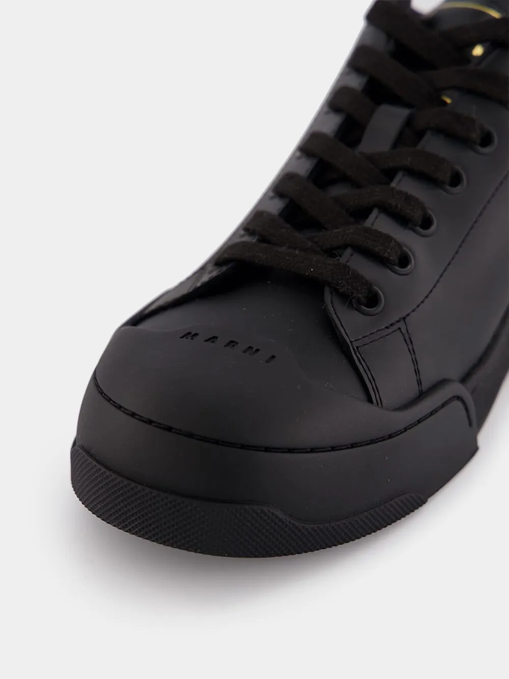 Logo-Print Tongue Leather Sneakers