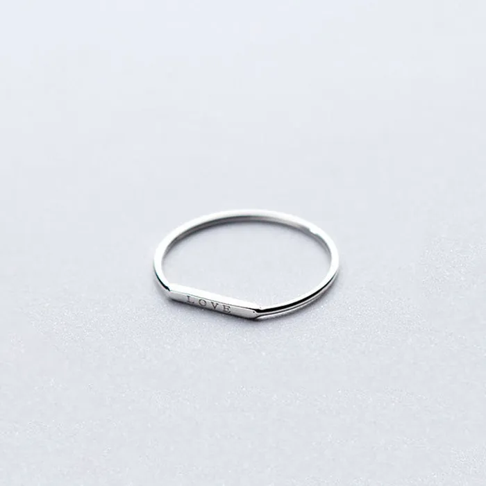 Love Ring 14k Solid White Gold Minimal Design Female Band