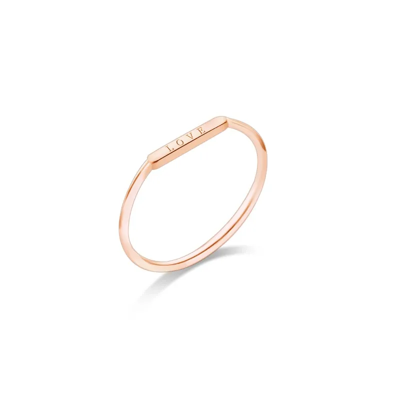 Love Ring 14k Solid White Gold Minimal Design Female Band