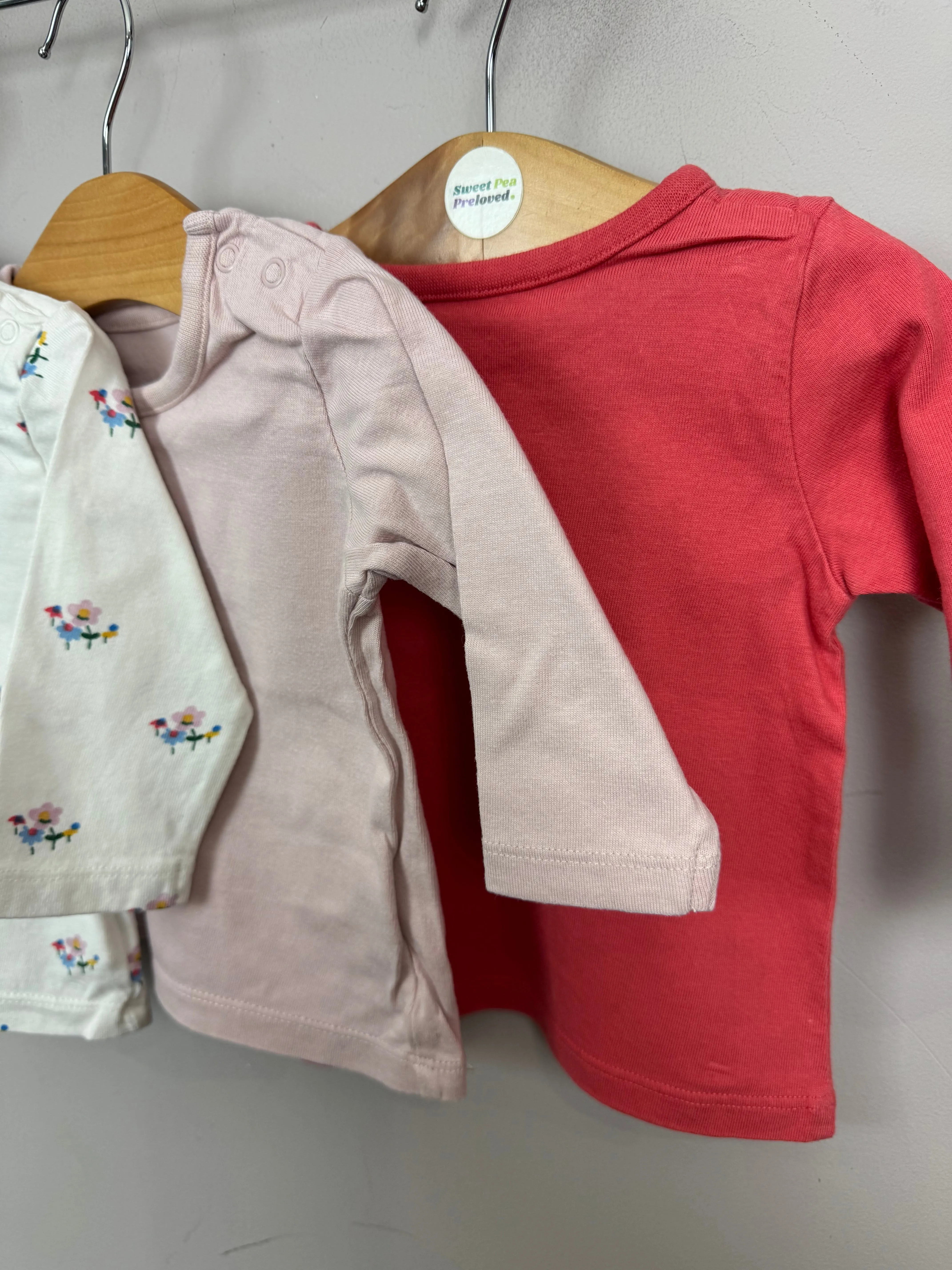 M&S 3pk Long Sleeve T-shirts 0-3m