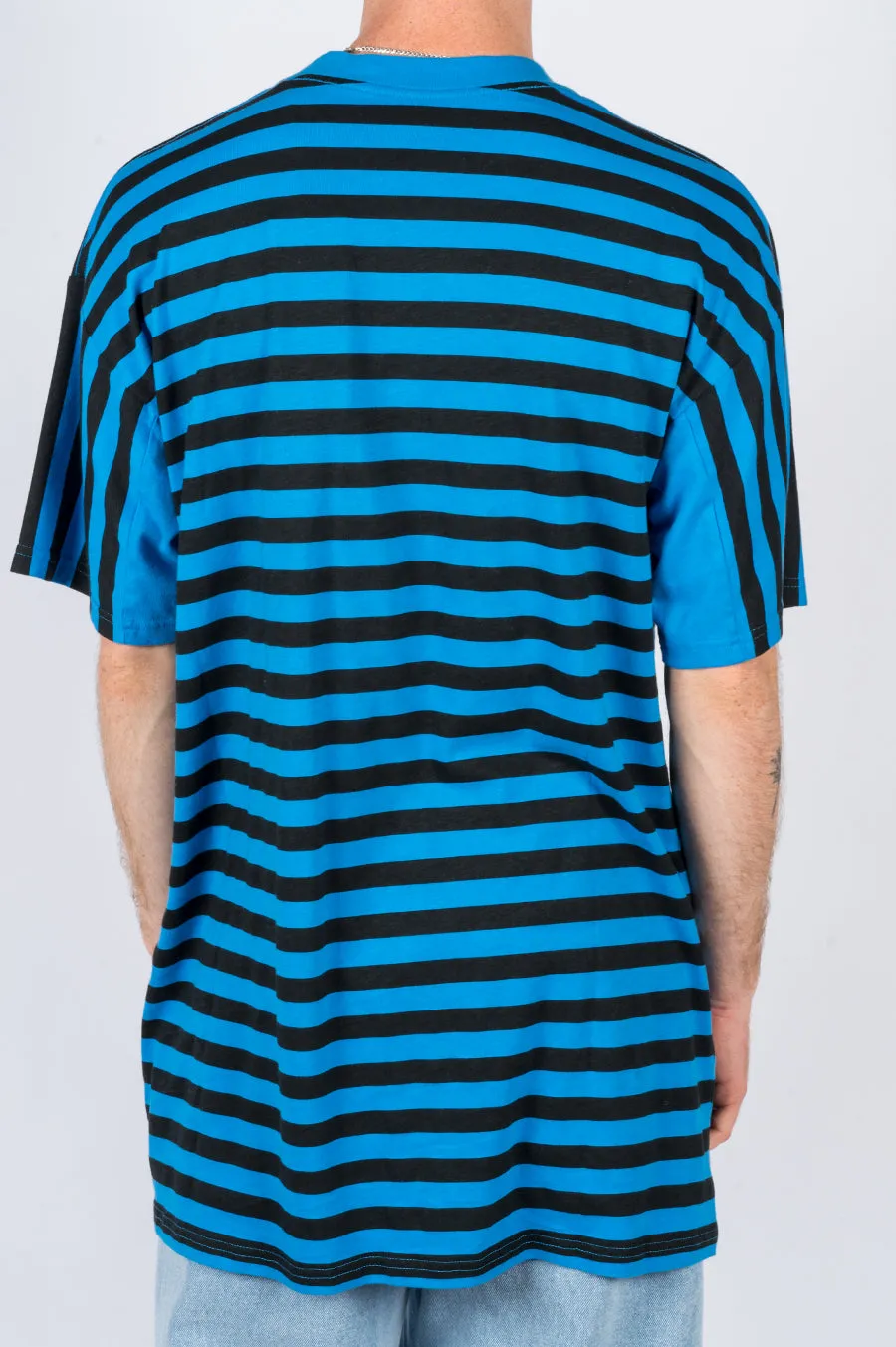 MARTINE ROSE OVERSIZED STRIPE TEE BLACK BLUE