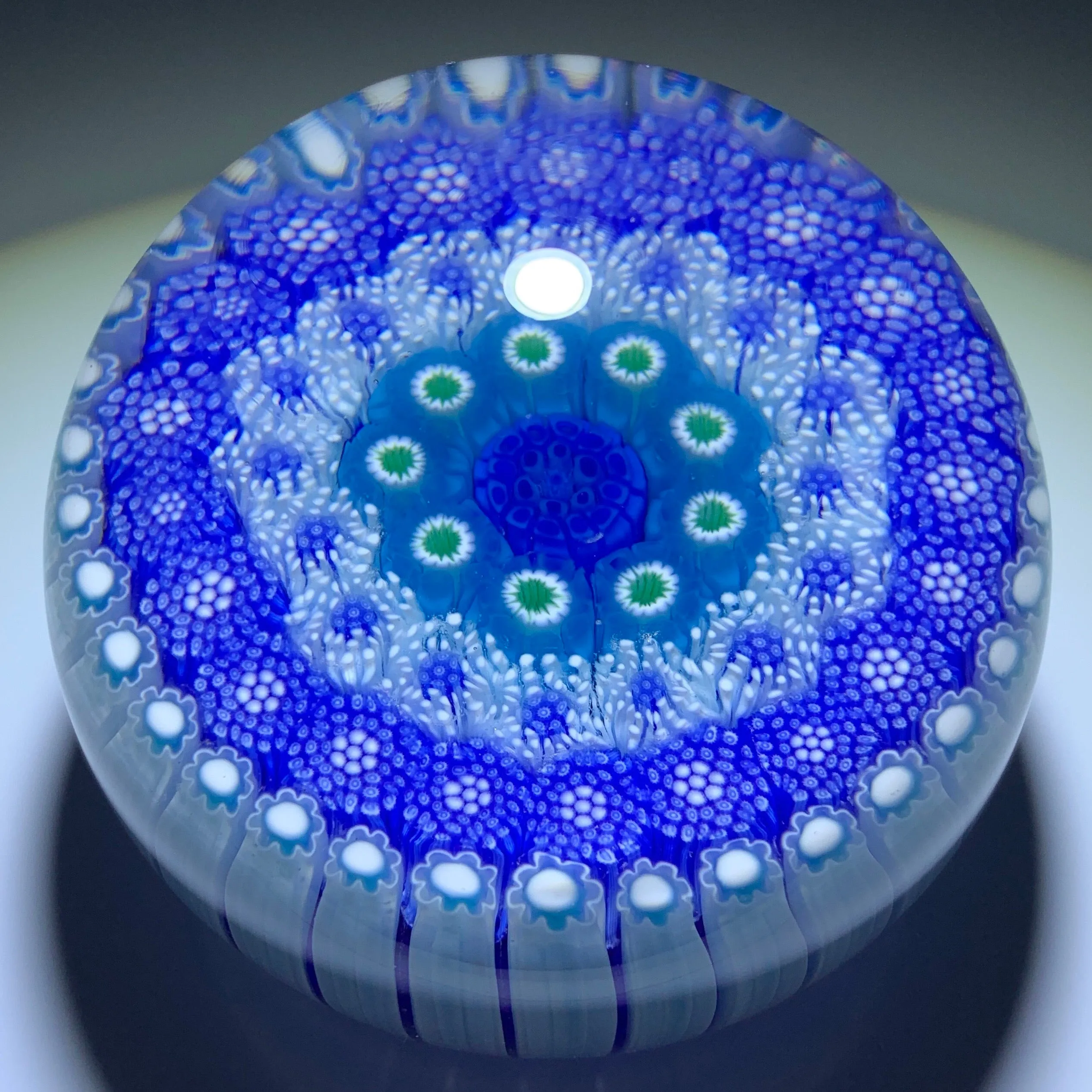 Matt Fimiano 2019 Complex Concentric Blue Millefiori in Staves