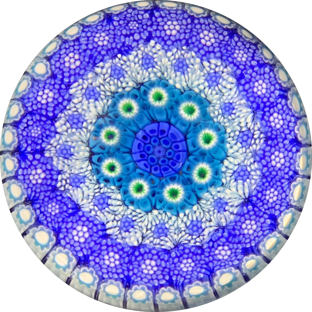 Matt Fimiano 2019 Complex Concentric Blue Millefiori in Staves