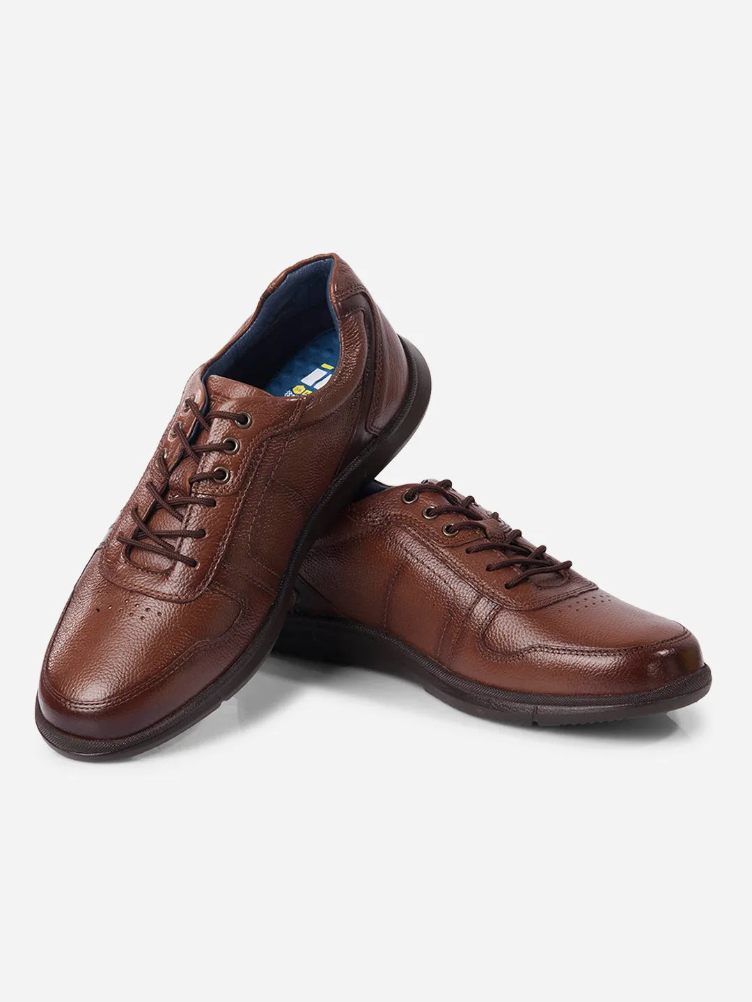 Men Tan Casual Lace Up Leather Sneaker  (ID1193)