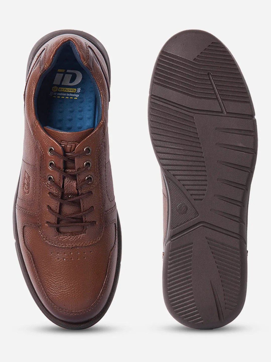 Men Tan Casual Lace Up Leather Sneaker  (ID1193)