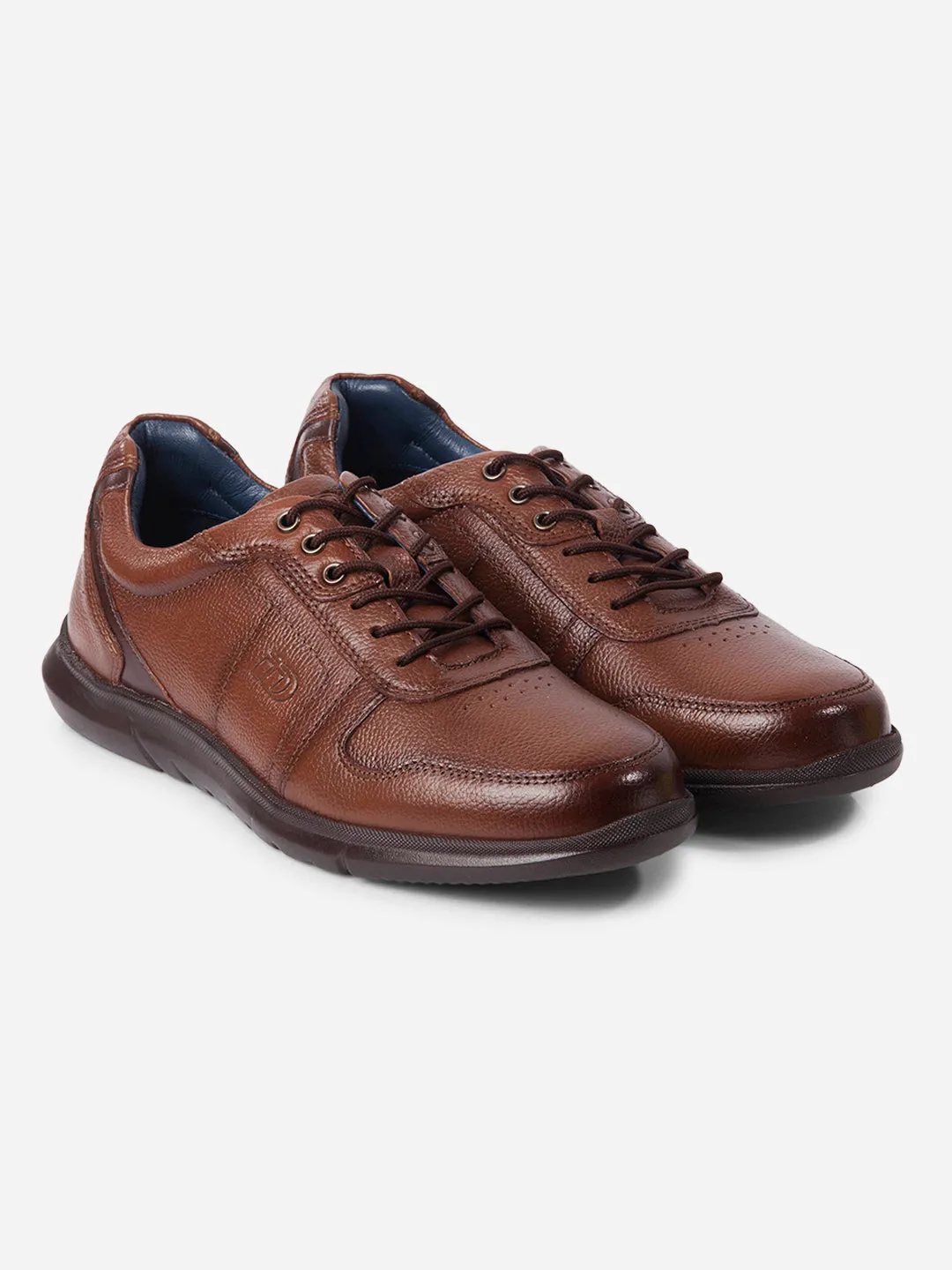 Men Tan Casual Lace Up Leather Sneaker  (ID1193)