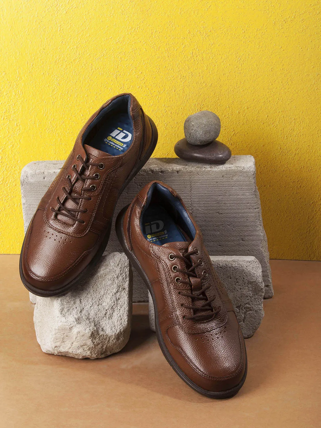 Men Tan Casual Lace Up Leather Sneaker  (ID1193)