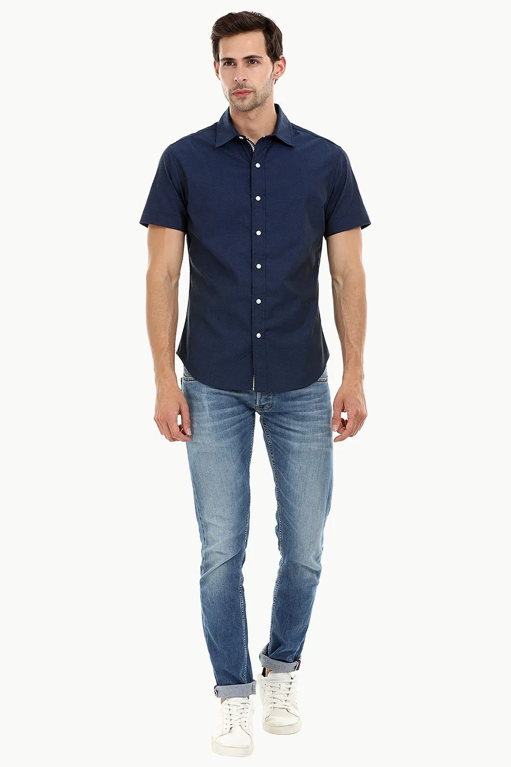 Men's Navy Ditsy Printed Shirt