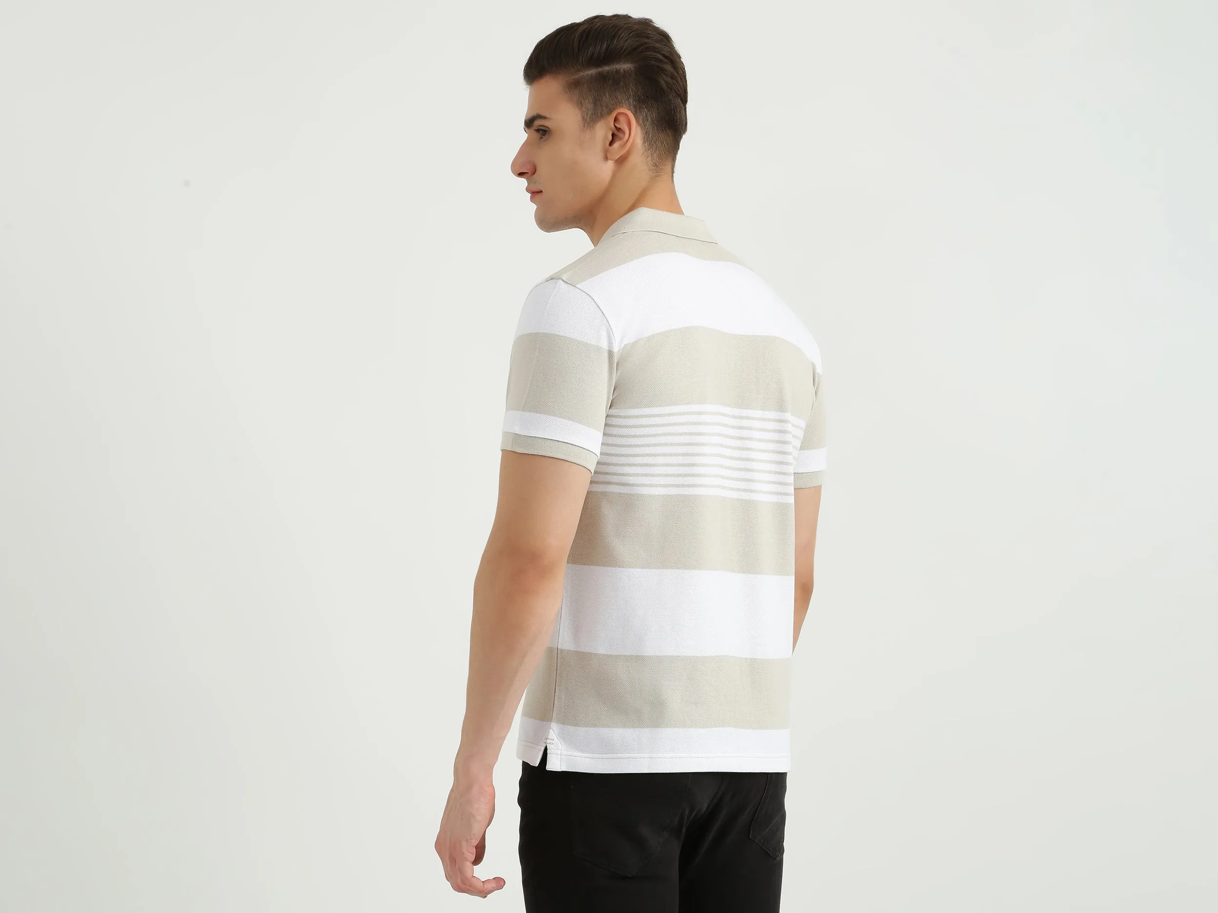 Mens Short Sleeve Stripe Polo T-Shirt
