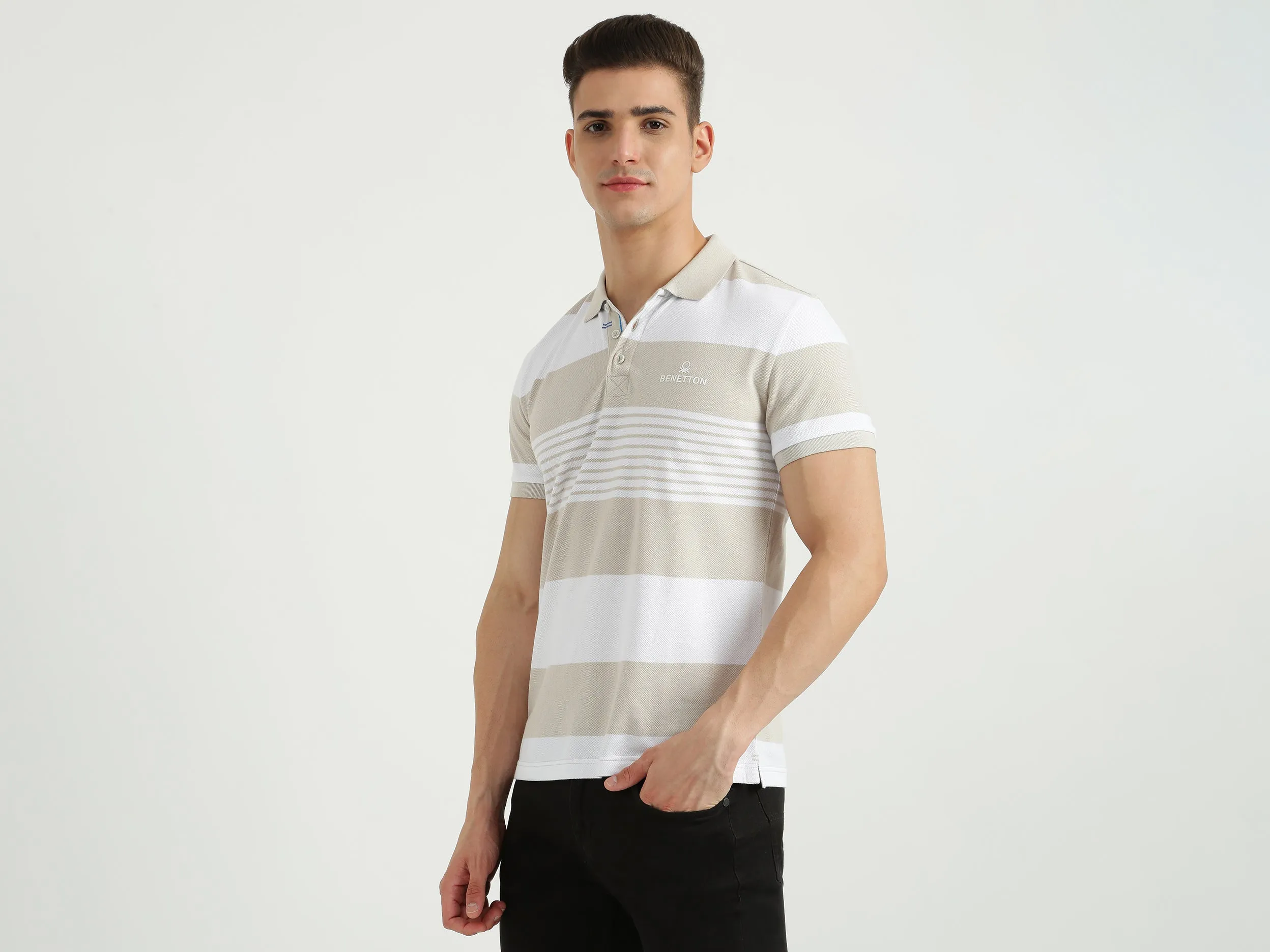 Mens Short Sleeve Stripe Polo T-Shirt