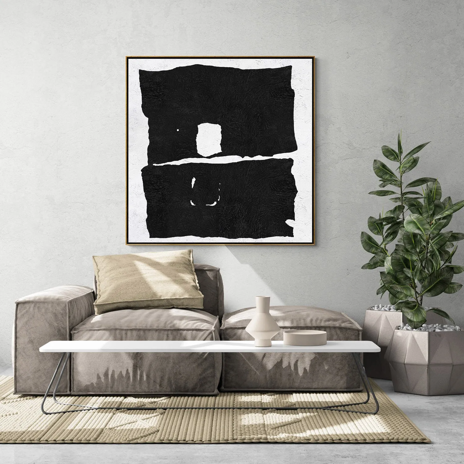 Minimal Black and White Painting MN124A