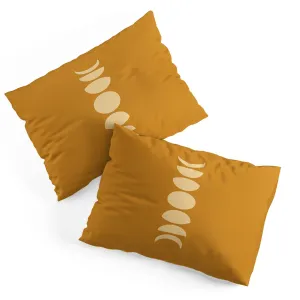 MINIMAL MOON PHASES ORANGE PILLOW SHAMS