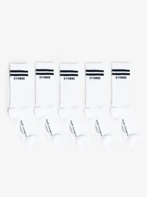 Minimal Thrills 5 Pack Sock - White