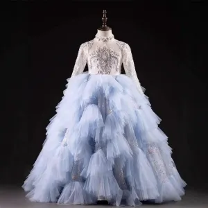 New Wedding Flower Girl Pearl Elegant Girls Evening Dress