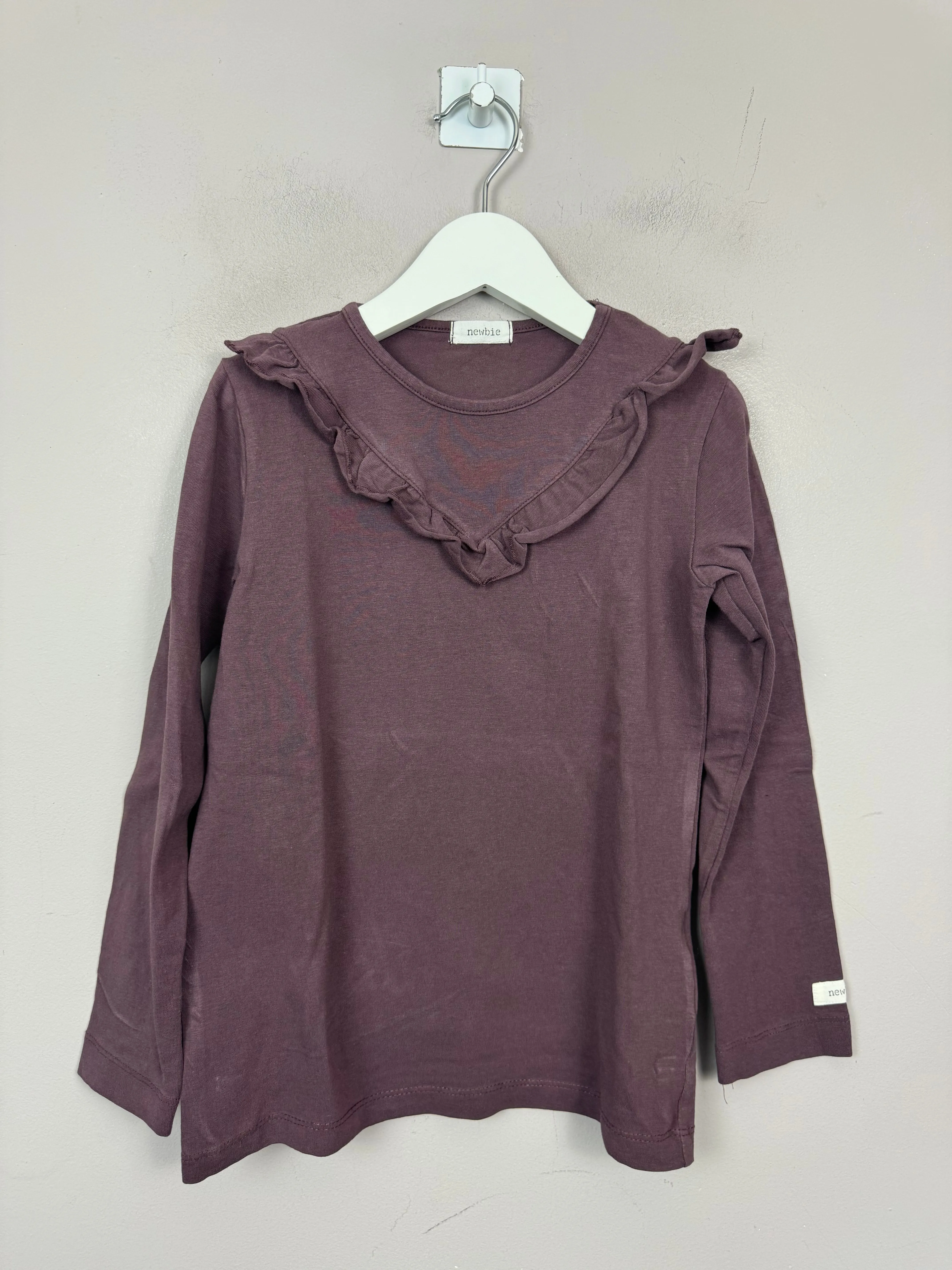 Newbie Plum Ruffle Top 4-6y