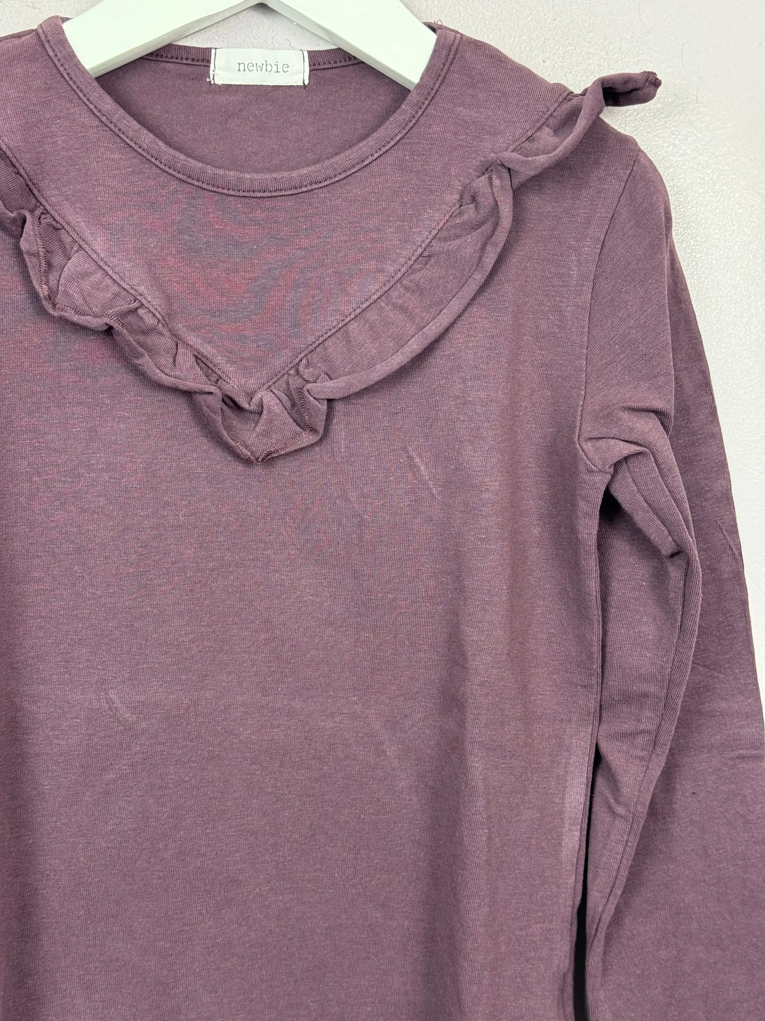 Newbie Plum Ruffle Top 4-6y
