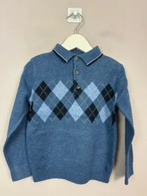 Next Blue Argyle Knit Polo 4y