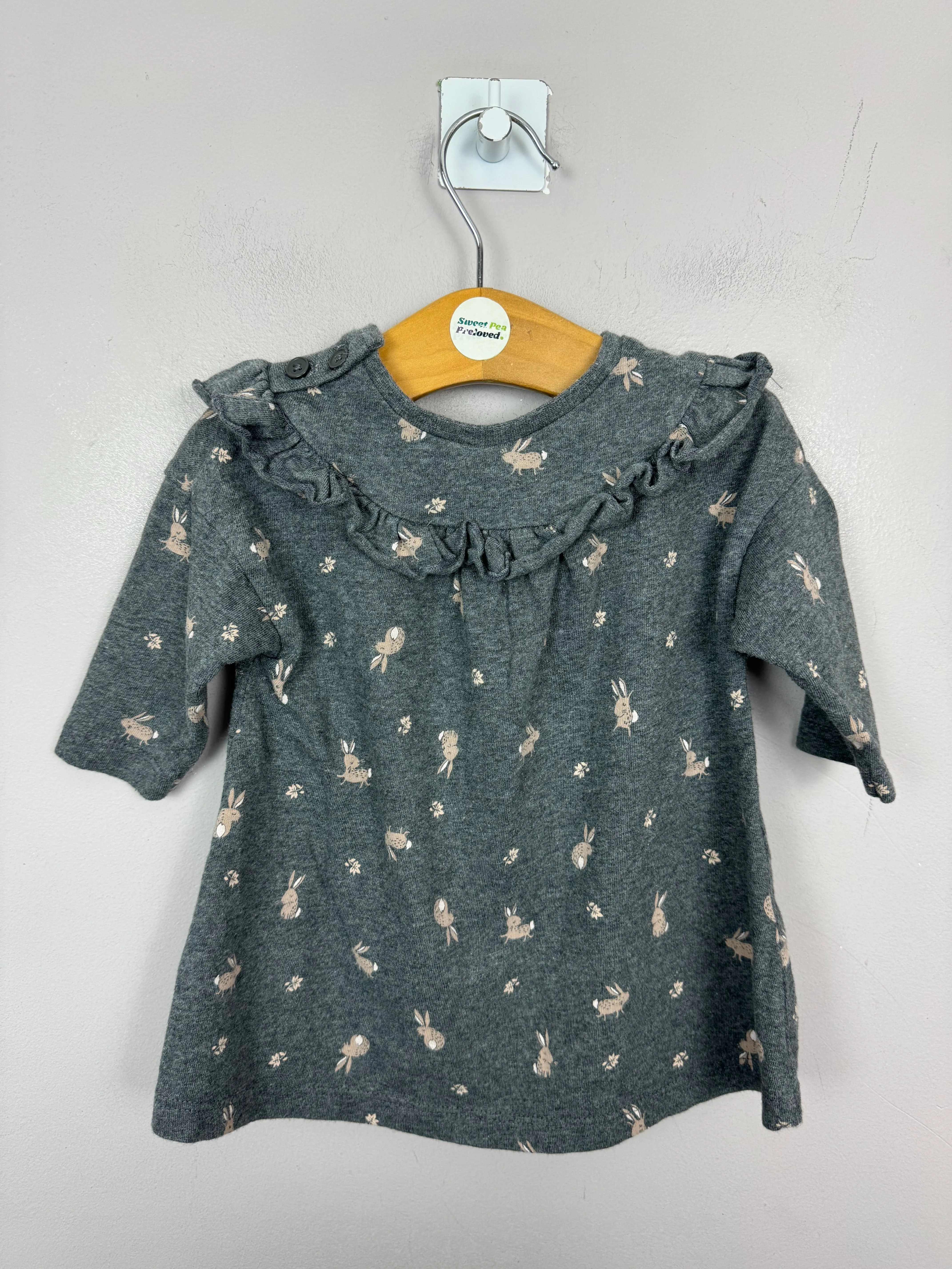 Next grey bunny jersey dress 1month & 0-3m