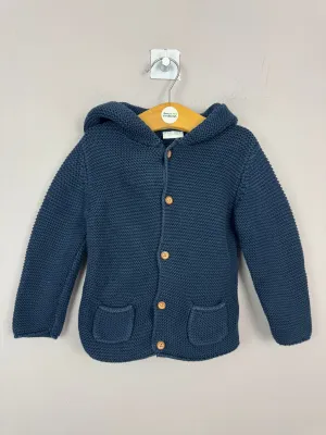 Next Navy Hooded Cardigan 12-18m
