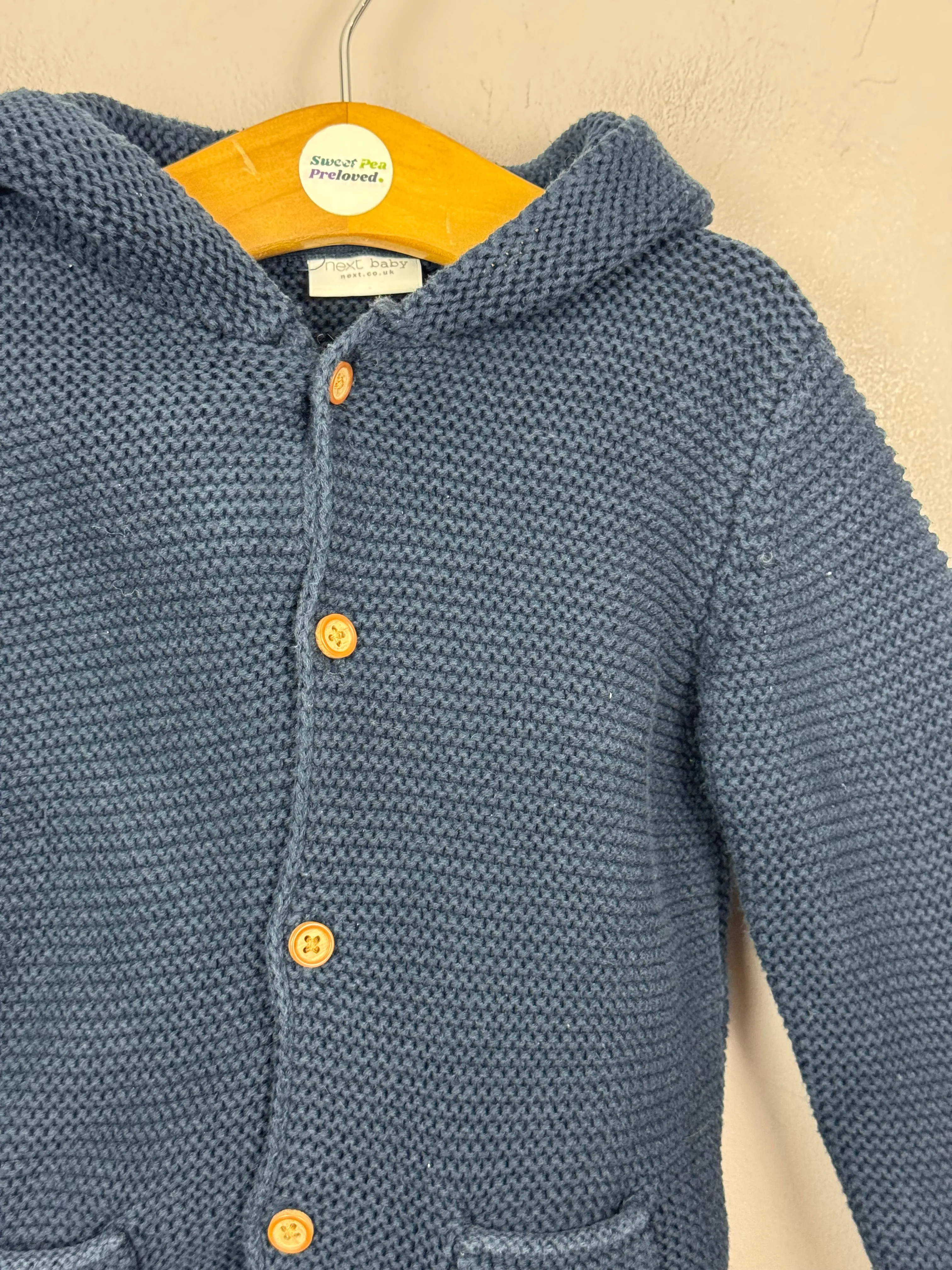 Next Navy Hooded Cardigan 12-18m
