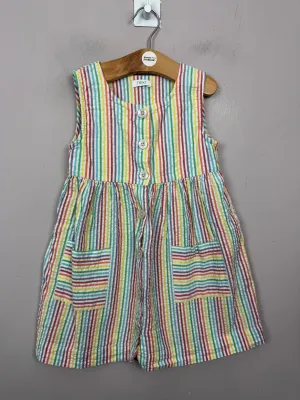 Next rainbow Seersucker stripe dress 3-4y