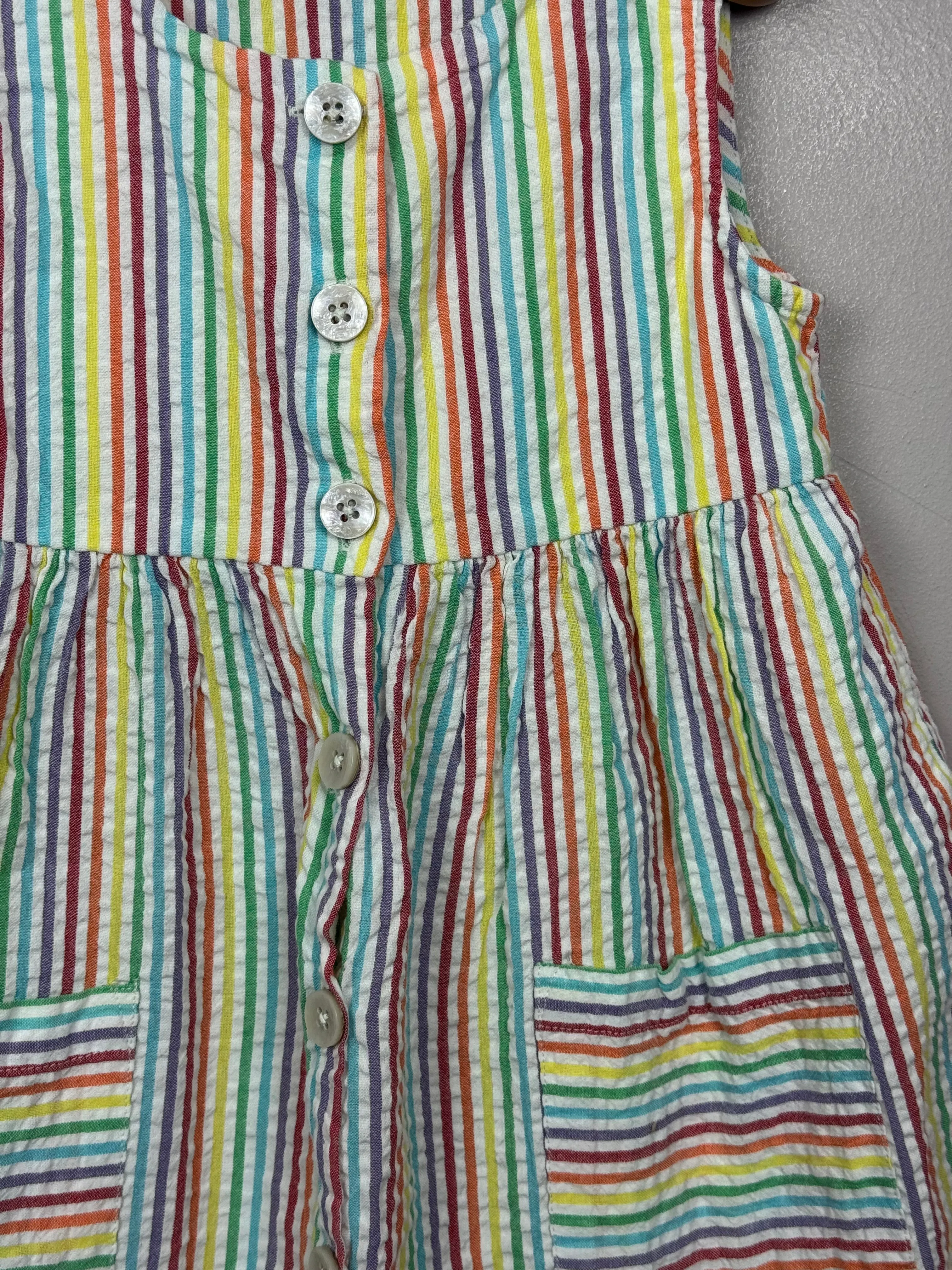 Next rainbow Seersucker stripe dress 3-4y