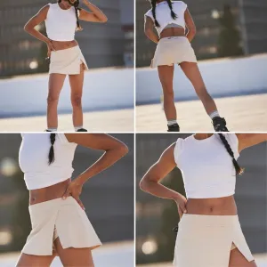 NWT Free People FP Movement Hot Shot Mini Skort Cappuccino