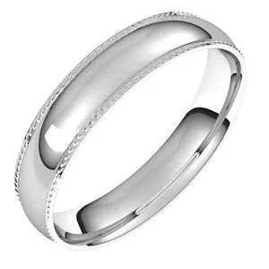 Platinum 4 mm Rope Half Round Comfort Fit Band Size 10.5
