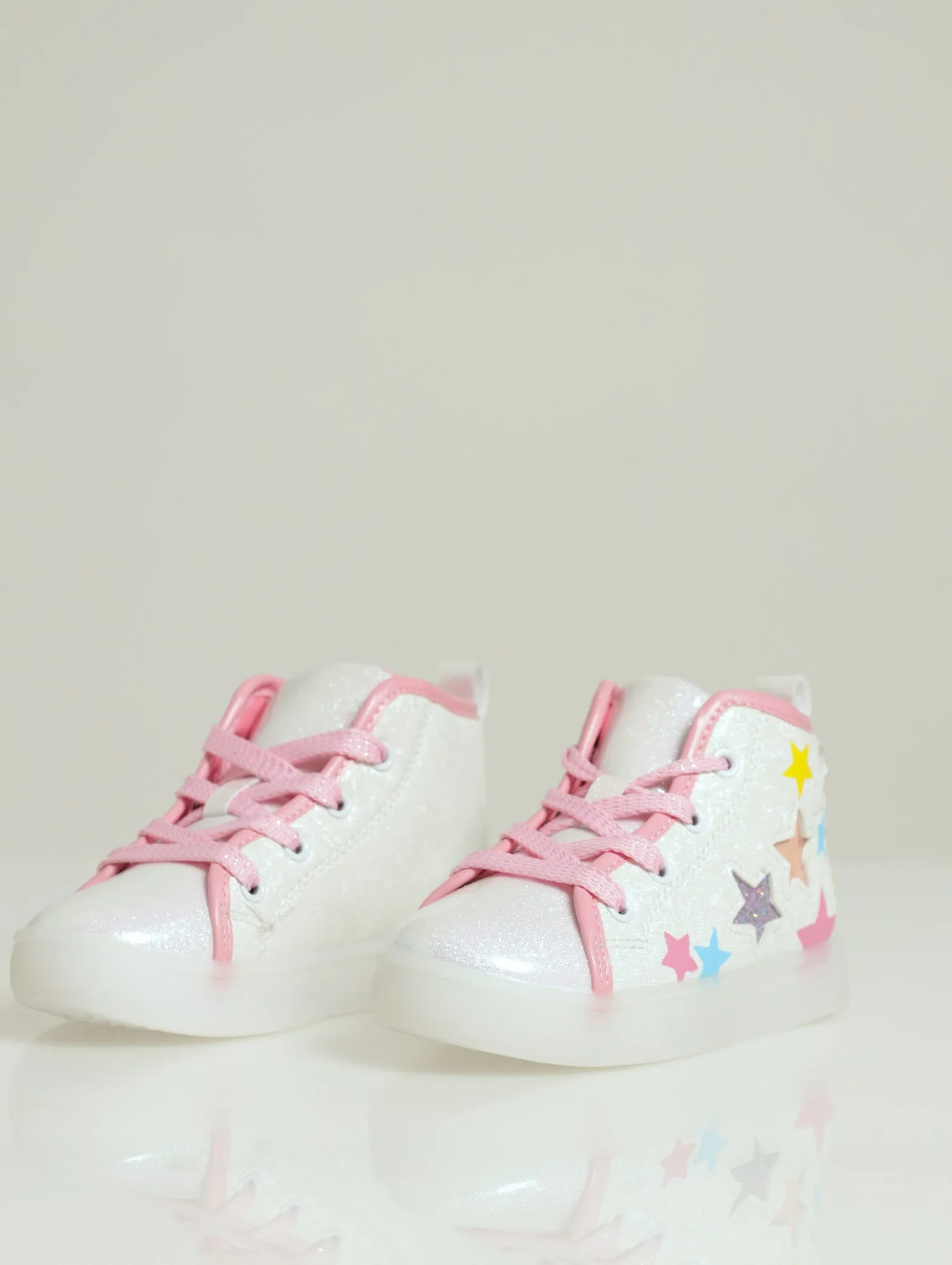 Pre-Girls Star Light Up Hi-Top Sneaker - White