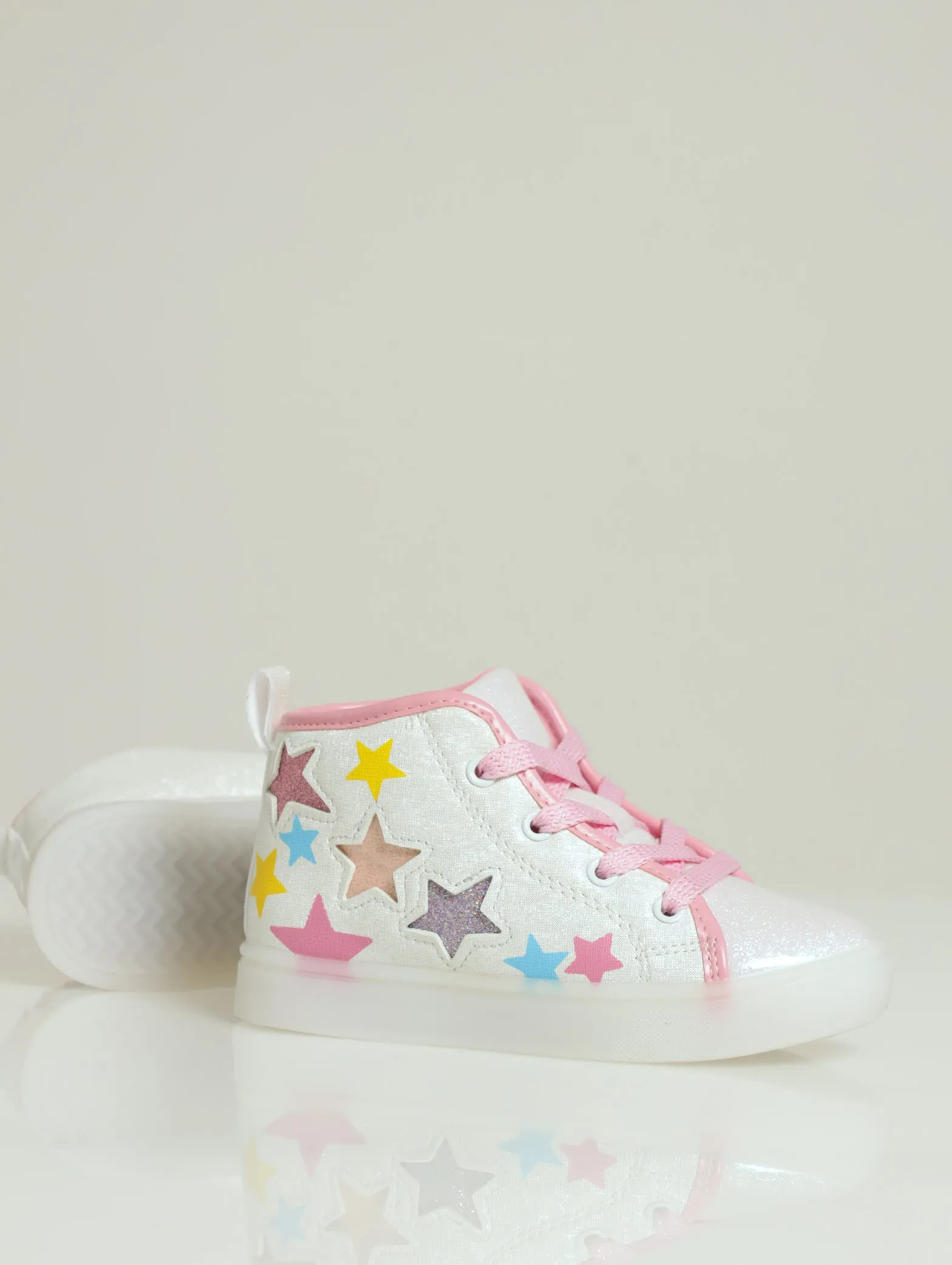 Pre-Girls Star Light Up Hi-Top Sneaker - White