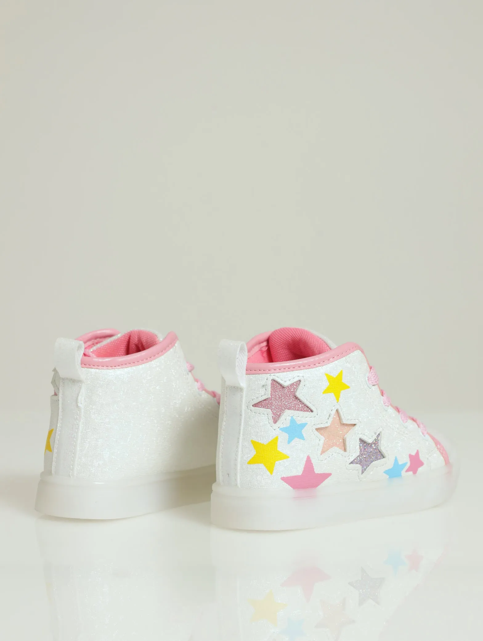 Pre-Girls Star Light Up Hi-Top Sneaker - White