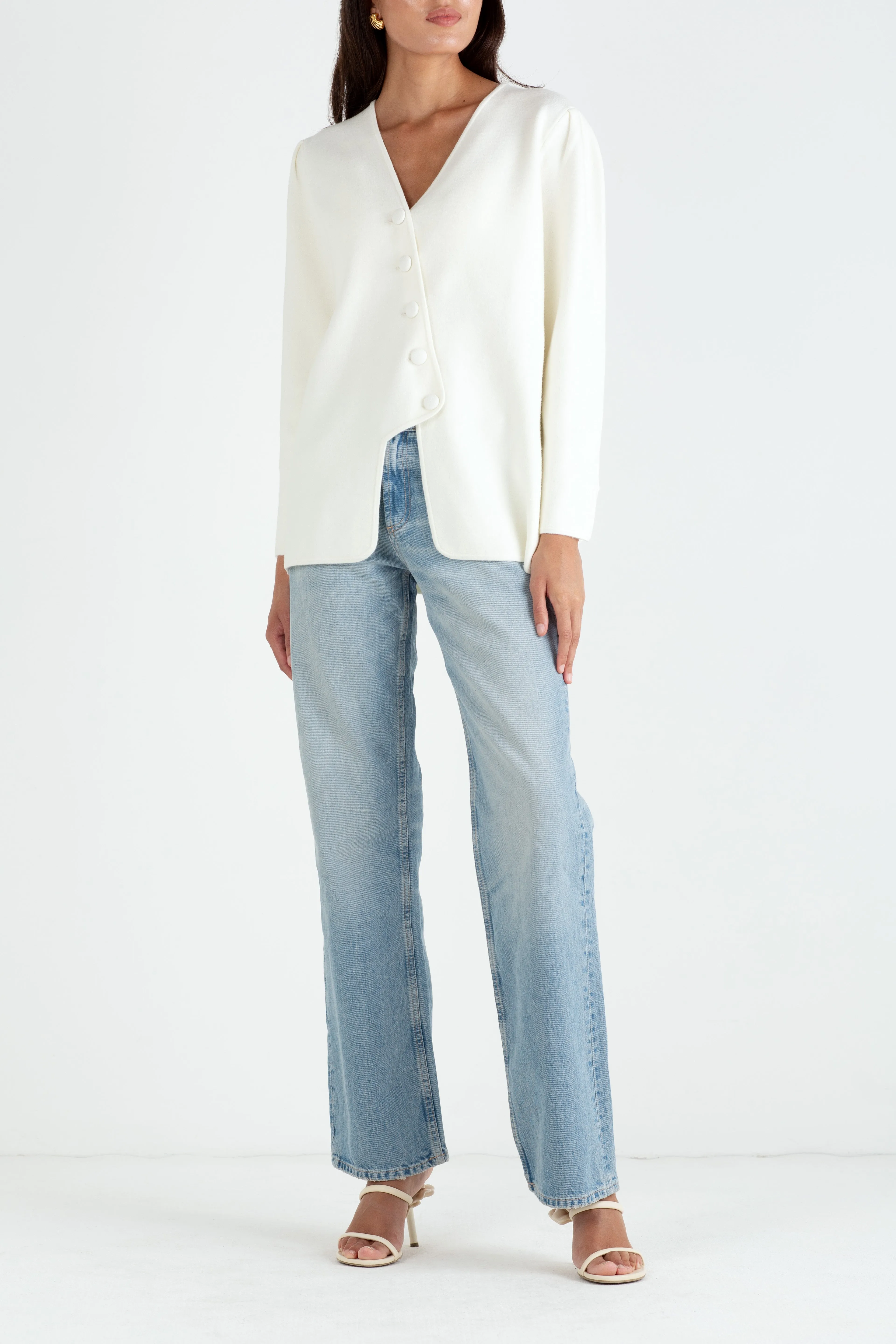 "The Clara" - Wave Cardigan Long (Cream)