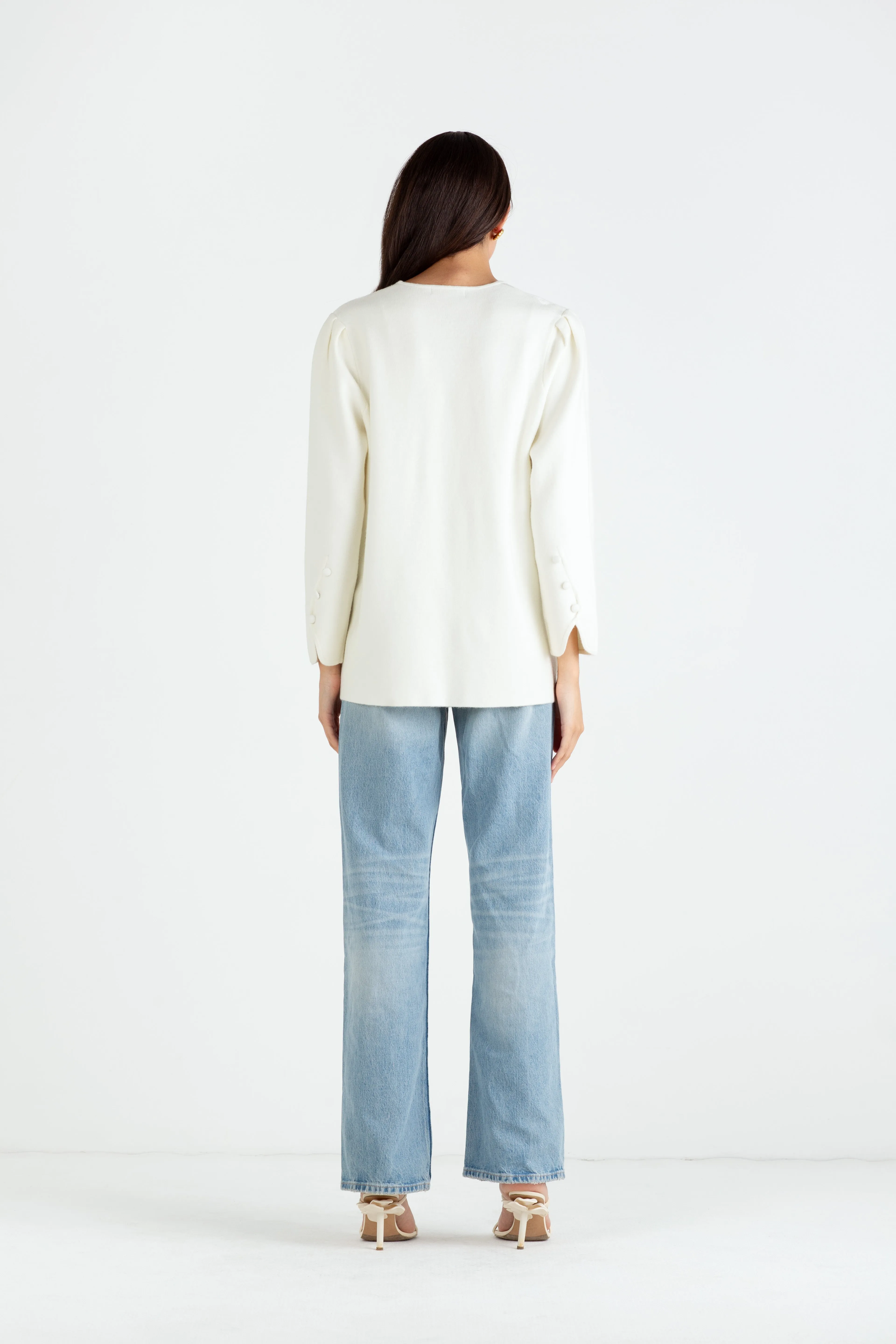 "The Clara" - Wave Cardigan Long (Cream)