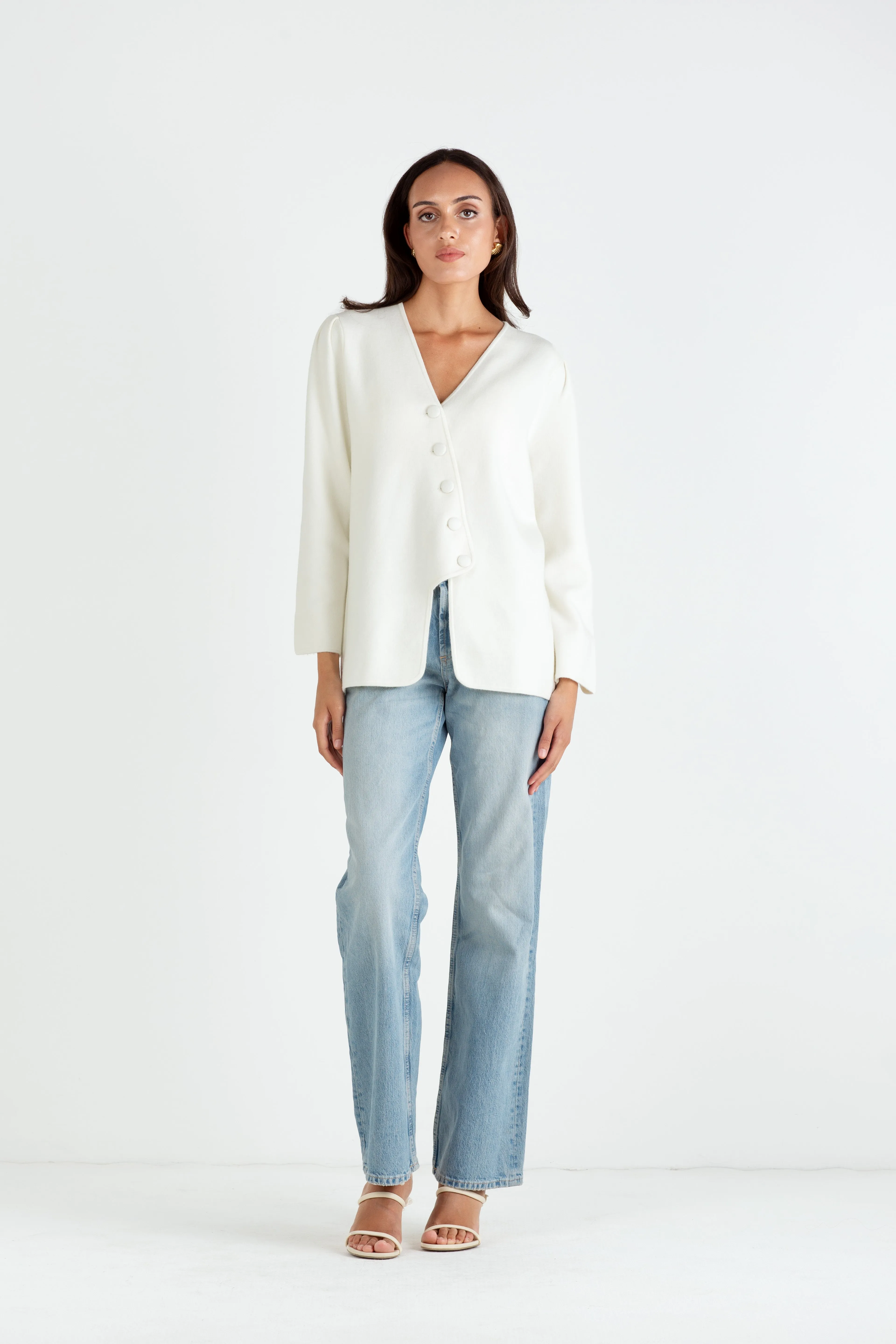 "The Clara" - Wave Cardigan Long (Cream)