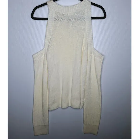 Rag &amp; Bone Dana Cold Shoulder Sweater Large Minimal Neutral Clean Girl Cotton