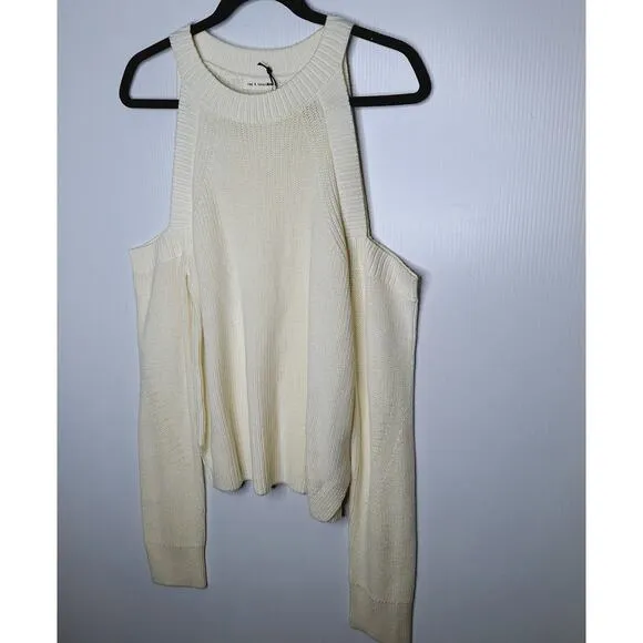 Rag &amp; Bone Dana Cold Shoulder Sweater Large Minimal Neutral Clean Girl Cotton