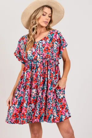 SAGE   FIG Floral Button Down Short Sleeve Mini Dress