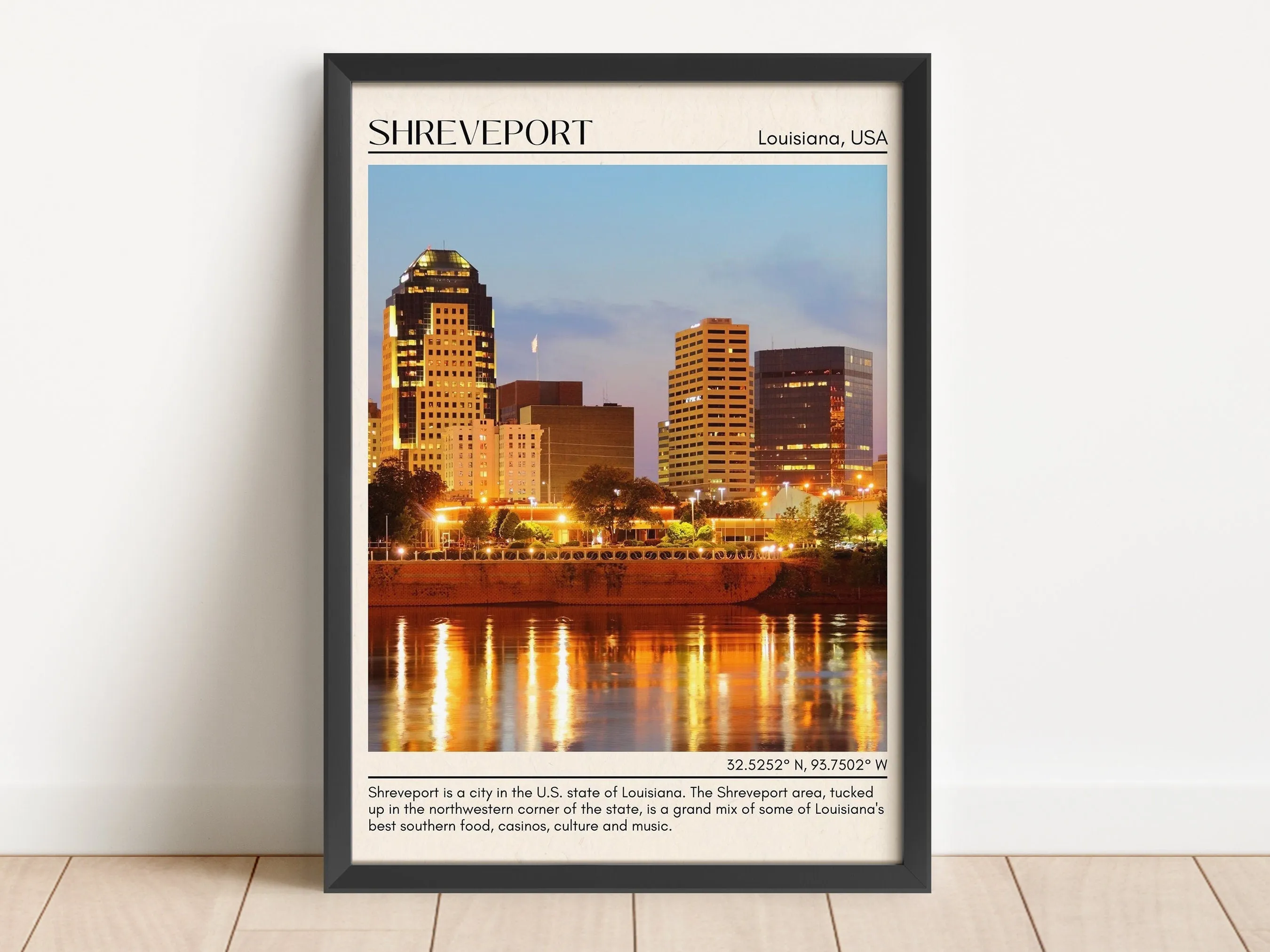 Shreveport Minimal Wall Art, Louisiana, USA