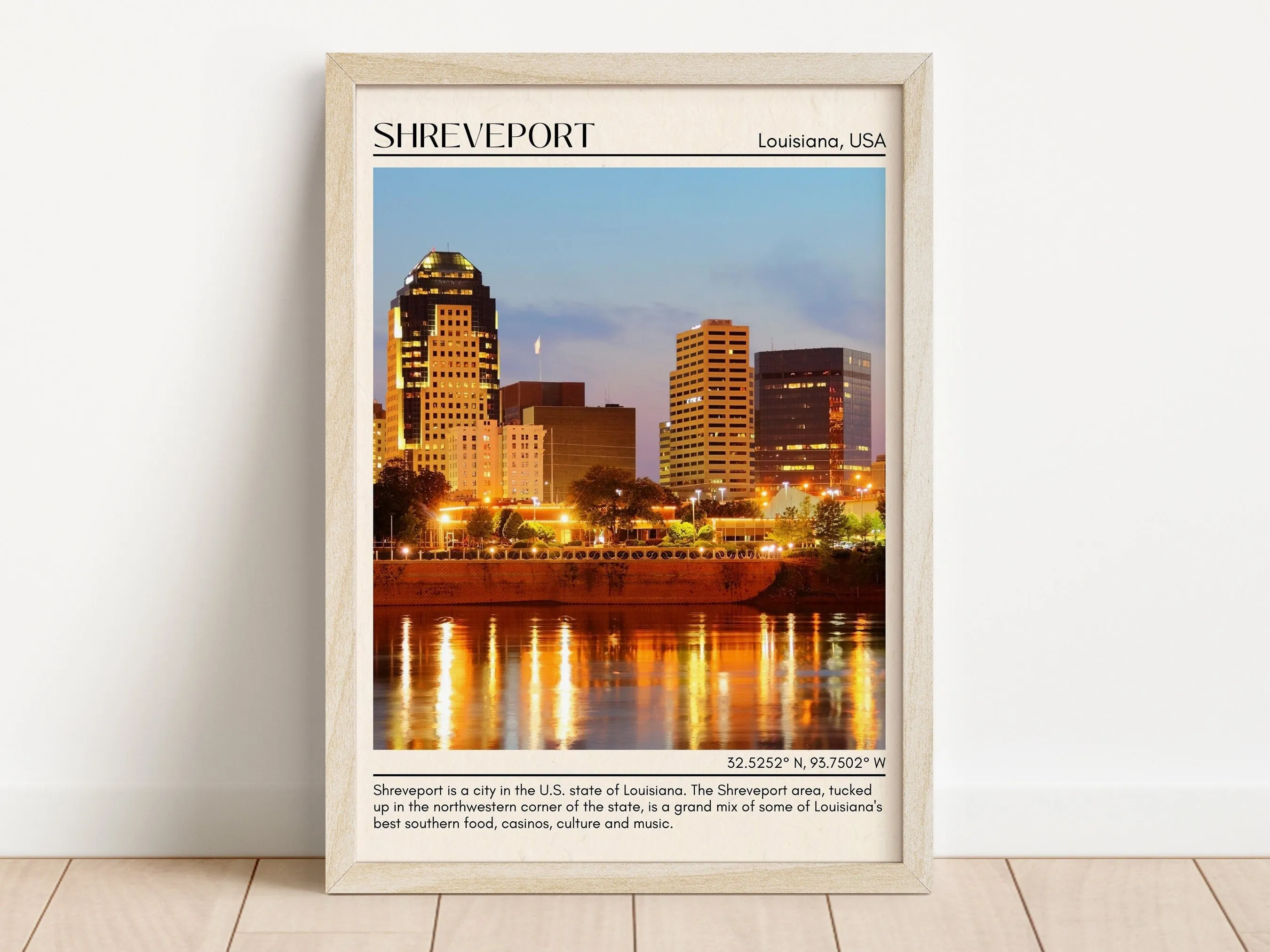 Shreveport Minimal Wall Art, Louisiana, USA