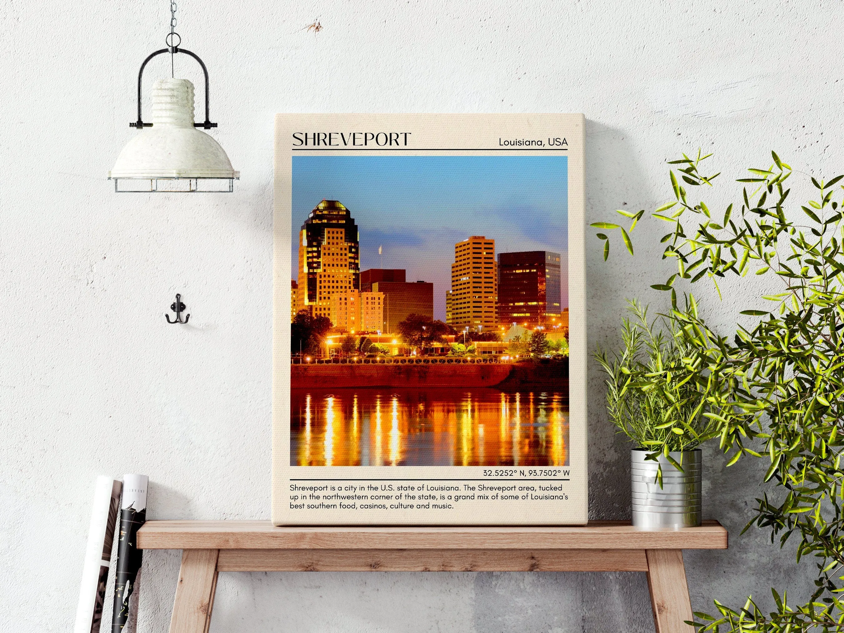 Shreveport Minimal Wall Art, Louisiana, USA