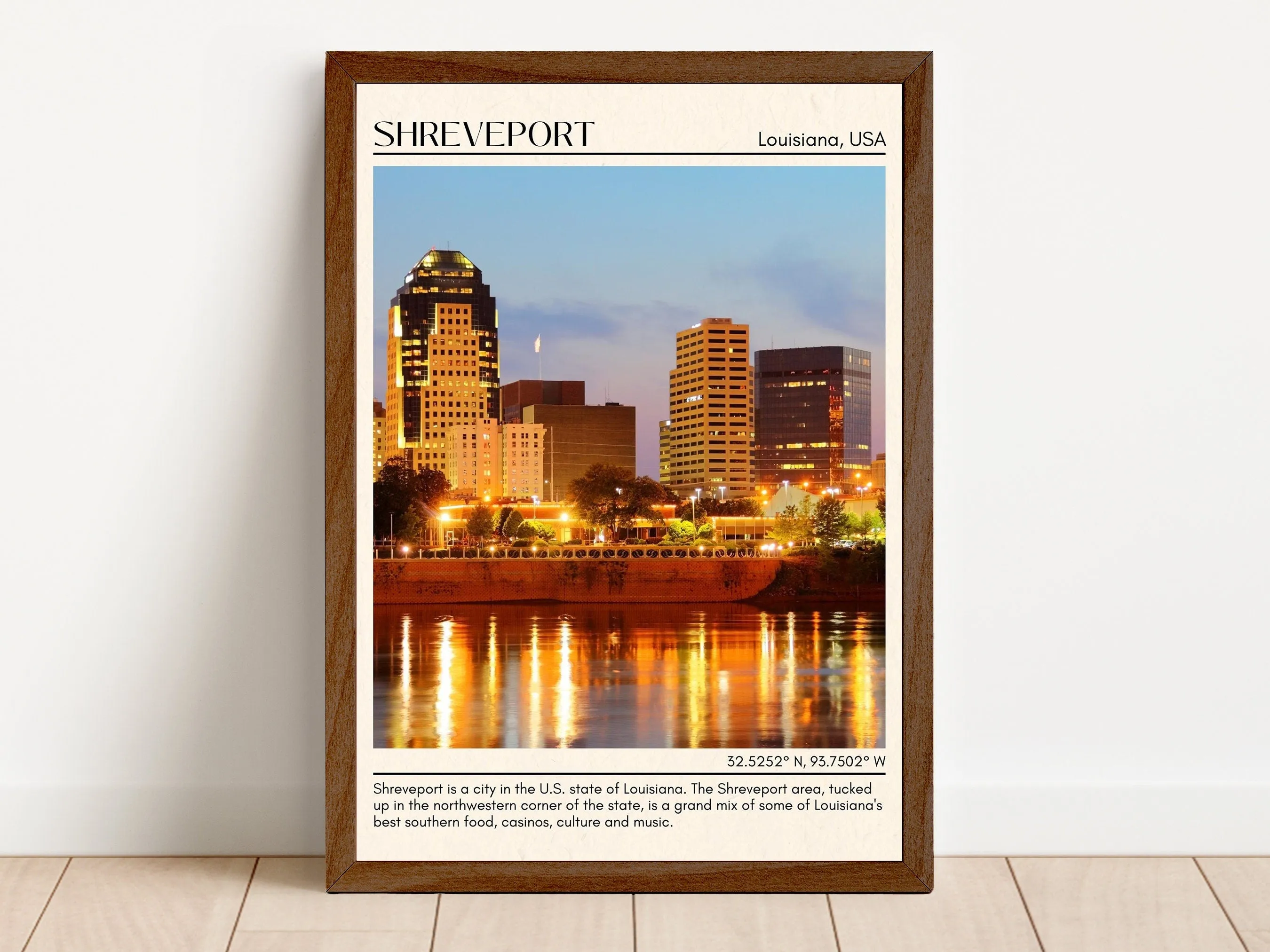 Shreveport Minimal Wall Art, Louisiana, USA