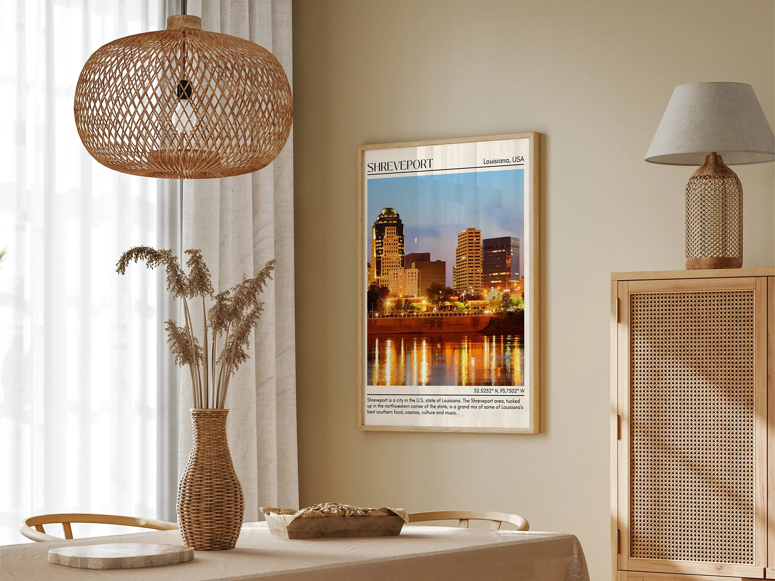 Shreveport Minimal Wall Art, Louisiana, USA